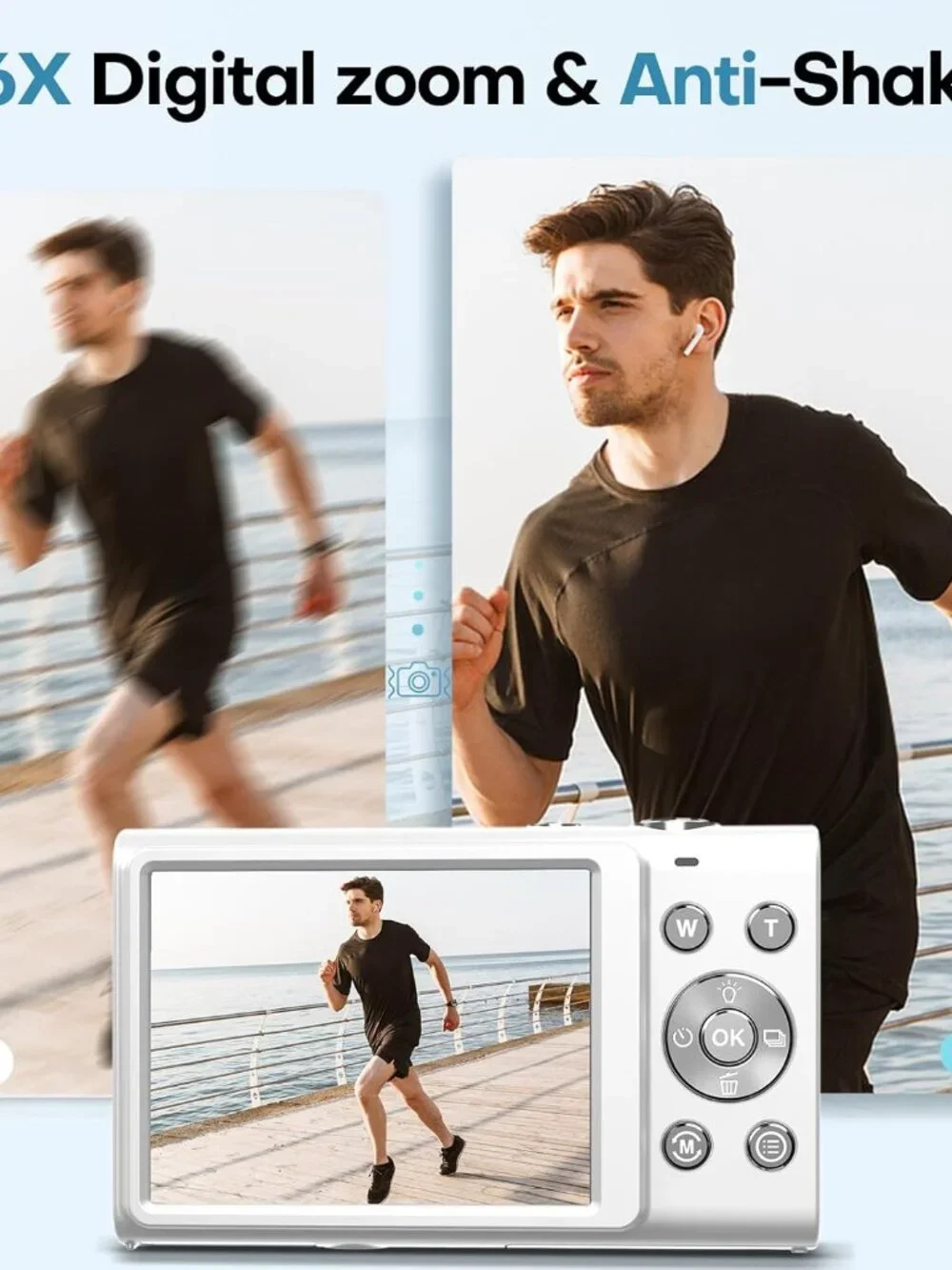NEW 4K Digital Camera with Wide Angle Lens - White